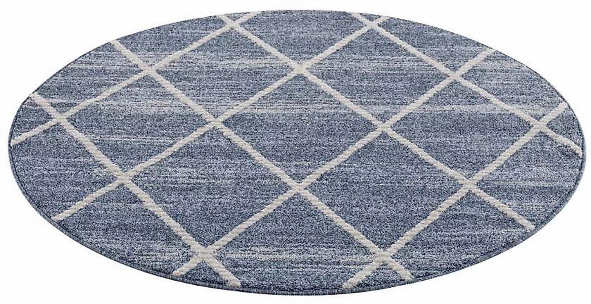 Carpet City Teppich »Art 2646«, rund, 7 mm Höhe, Kurzflor, Rauten-Optik, id günstig online kaufen