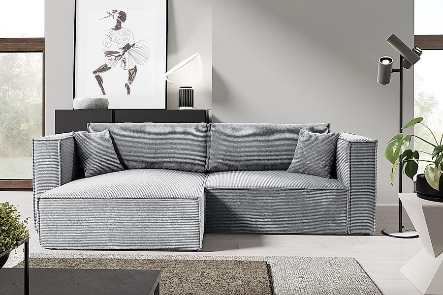 Compleo Ecksofa mit Schlaffunktion, Cordstoff, L-Form, günstig online kaufen