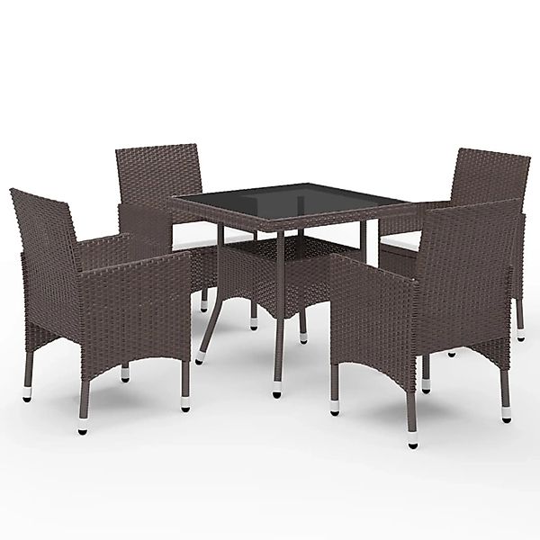 vidaXL 5-Tlg Garten-Essgruppe Poly Rattan und Hartglas Braun 3095913 günstig online kaufen