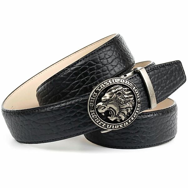 Anthoni Crown Ledergürtel, Prägung in Walross-Optik und tollem Löwen-Emblem günstig online kaufen