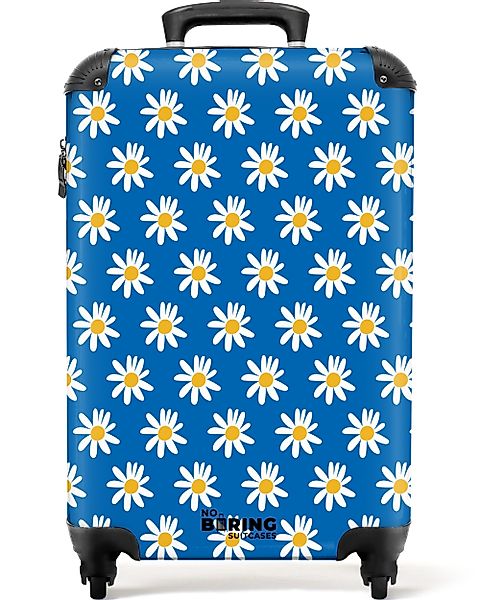 NoBoringSuitcases.com© Hartschalen-Trolley Blau mit Gänseblümchen 55x35x20c günstig online kaufen