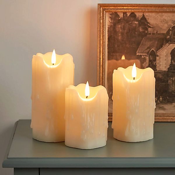 TruGlow® LED Kerzen Echtwachs Trio mit Tropf-Effekt günstig online kaufen