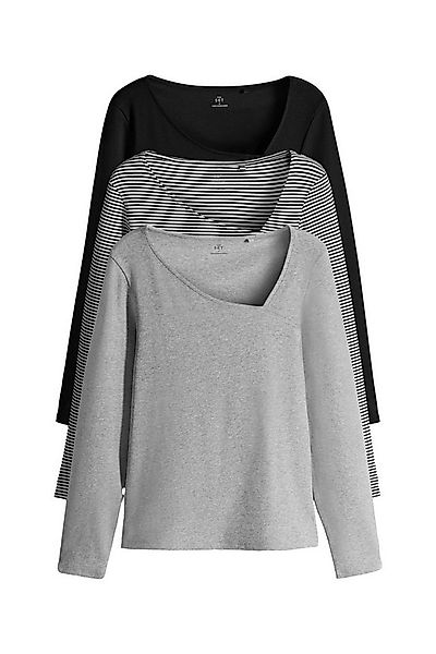The Set Langarmshirt The Set Gerippte Langarmshirts, 3er-Pack (3-tlg) günstig online kaufen