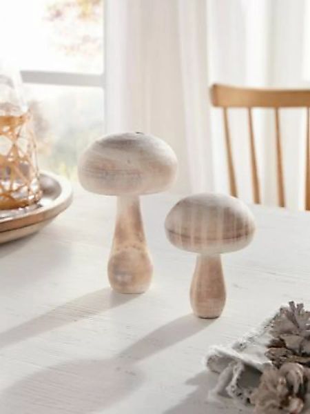 HOME Living Holz-Pilz SPAR-SET 2x White Dekoobjekte weiß günstig online kaufen
