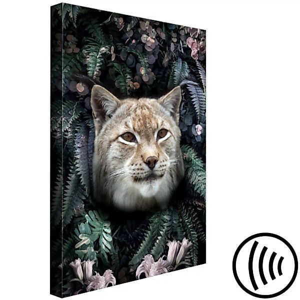 Leinwandbild Lynx in Flowers (1 Part) Vertical XXL günstig online kaufen