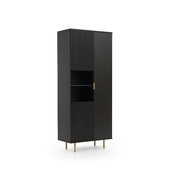 Lomadox Vitrine NADOR-132 in matt schwarz, günstig online kaufen