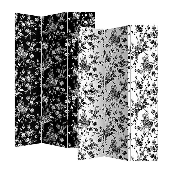 HTI-Living Paravent Paravent Blumen Black and günstig online kaufen