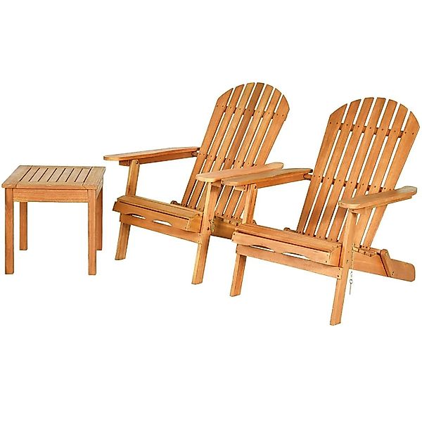 Costway 2er Set Adirondack Stühle mit Tisch Eukalyptusholz 180 kg günstig online kaufen