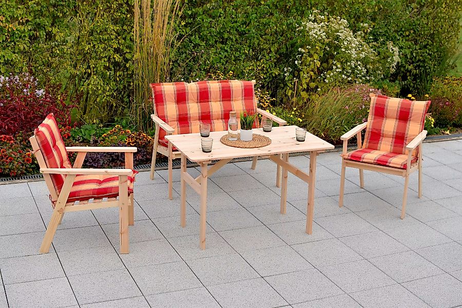 MERXX Garten-Essgruppe "Sylt", (7 tlg., 2x Sessel, 1x Bank, 1x Tisch, inkl. günstig online kaufen