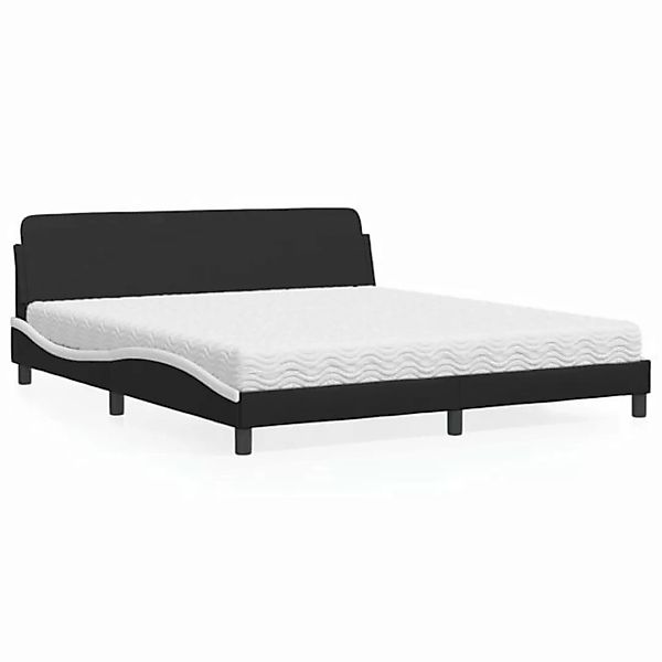 vidaXL Bett Bett mit Matratze Schwarz und Weiß 180x200 cm Kunstleder günstig online kaufen