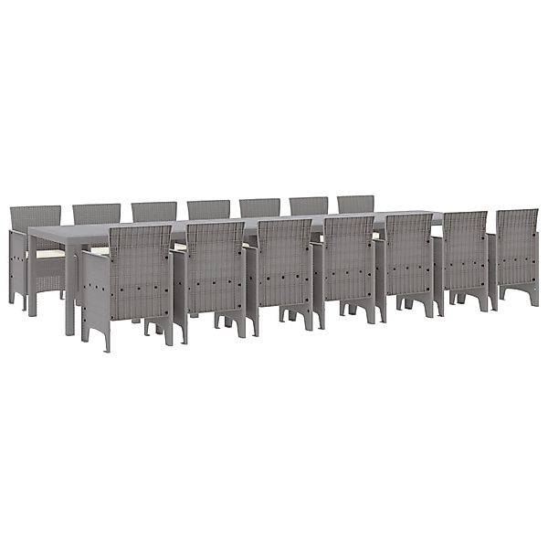 vidaXL Garten Essgruppe 15-Tlg Hellgrau Poly Rattan 3378811 günstig online kaufen