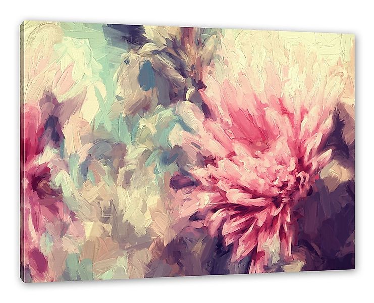 Pixxprint Leinwandbild Romantische Blumen, Romantische Blumen (1 St), Leinw günstig online kaufen