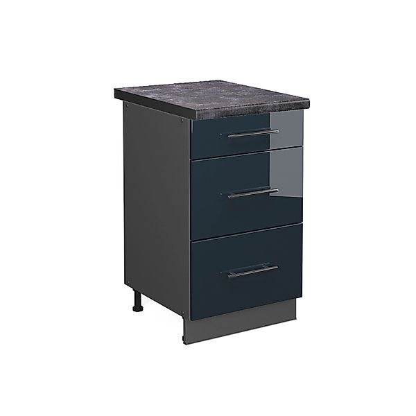 Vicco Schubladenschrank Fame-Line Dunkelblau Hochglanz 50 cm AP Anthrazit günstig online kaufen