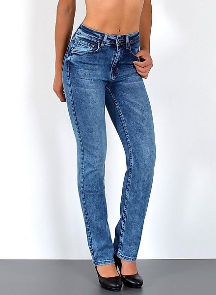 ESRA Straight-Jeans High Waist Straight Fit Jeans Damen Geradeschnitt Hose günstig online kaufen