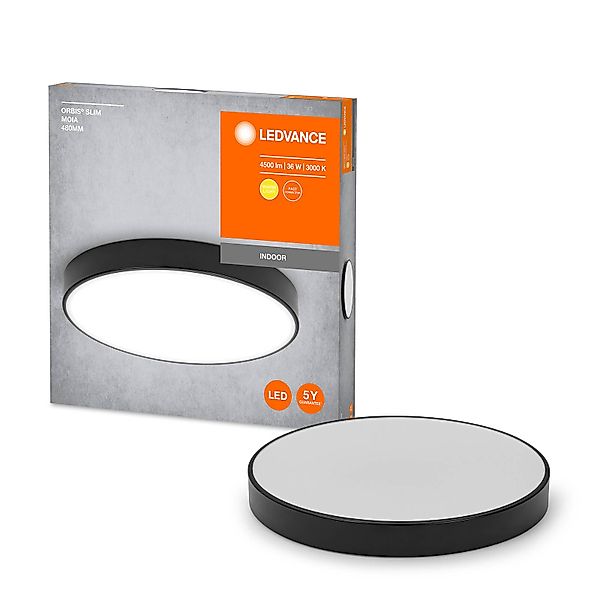 LEDVANCE Orbis Slim Moia Deckenlampe Ø48cm schwarz günstig online kaufen