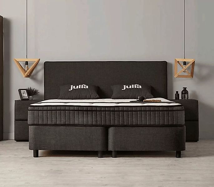 abc bedding Boxspringbett Komfortbett JULIA mit Webstoff in Anthrazit, Orth günstig online kaufen