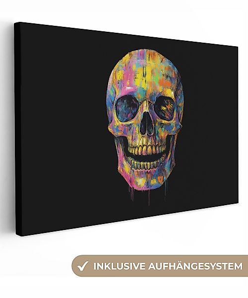 OneMillionCanvasses® Leinwandbild Pinselstriche - Totenkopf - günstig online kaufen
