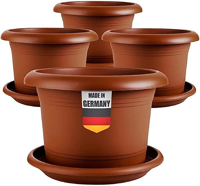 SUSTANIA Blumentopf Pflanzkübel mit Untersetzern (4er günstig online kaufen