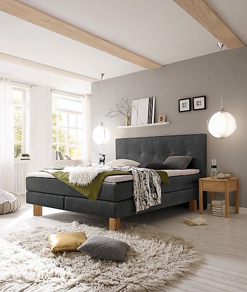 HASENA Boxspringbett "Lodge" Boxspringbett, Eichenfüsse, straffe Bezüge, ge günstig online kaufen