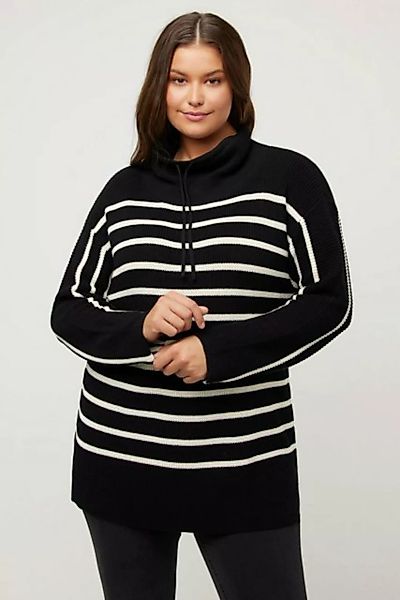 Ulla Popken Strickpullover Pullover Streifen Oversized Stehkragen Langarm günstig online kaufen
