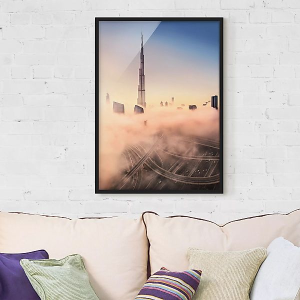 Bild mit Rahmen Architektur & Skyline - Hochformat Himmlische Skyline von D günstig online kaufen