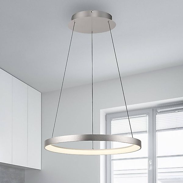 Paul Neuhaus LED-Hängelampe Hoop, alufarben, Ø 57cm, dimmbar günstig online kaufen