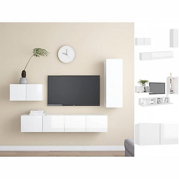 vidaXL TV-Schrank 4-tlg TV-Schrank-Set Hochglanz-Weiß Spanplatte günstig online kaufen