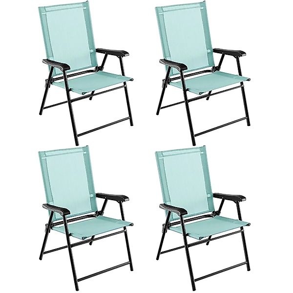 Costway 4er Set Gartenstühle Klappbar mit Armlehnen Minzgrün günstig online kaufen