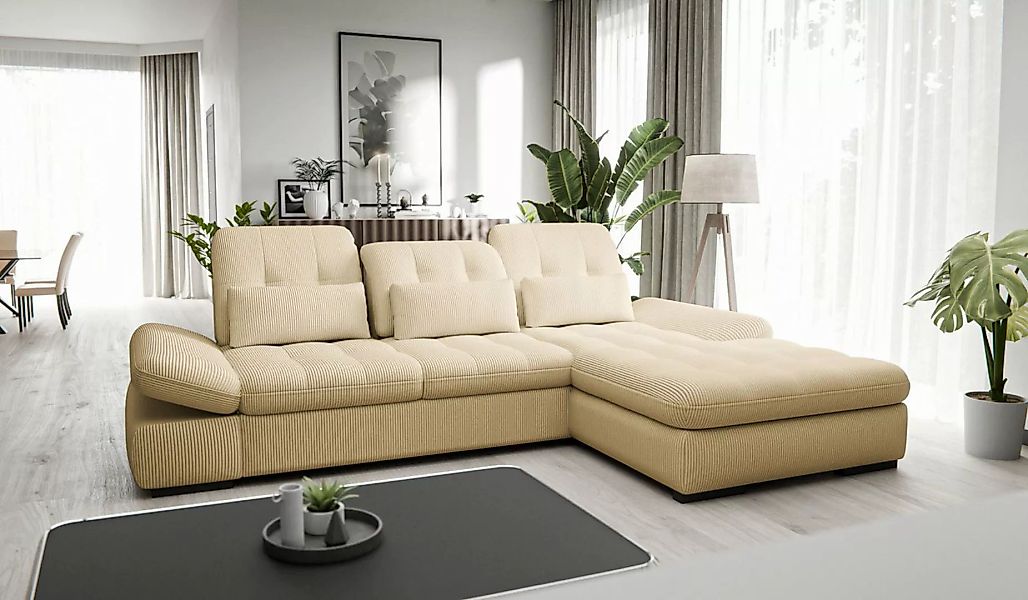 Hygger Möbelhaus Ecksofa Oregon L-Form 300x200 cm. mit Schlaffunktion und B günstig online kaufen