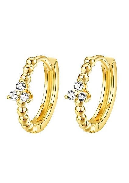 Dear Me Klappcreolen Damen Gold 585 drei Zirkonia, 14K Massivgold Creolen K günstig online kaufen