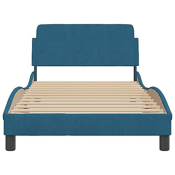 furnicato Bettgestell mit Kopfteil "Dover" Blau 100x200 cm Samt (1-tlg) günstig online kaufen