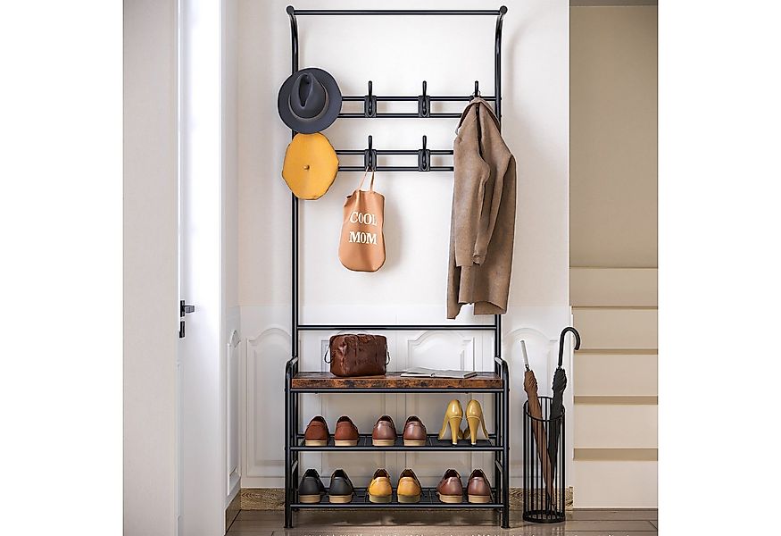 GarveeMore Garderobenständer Garderobenständer mit Schuhbank,4-in-1 Kleider günstig online kaufen