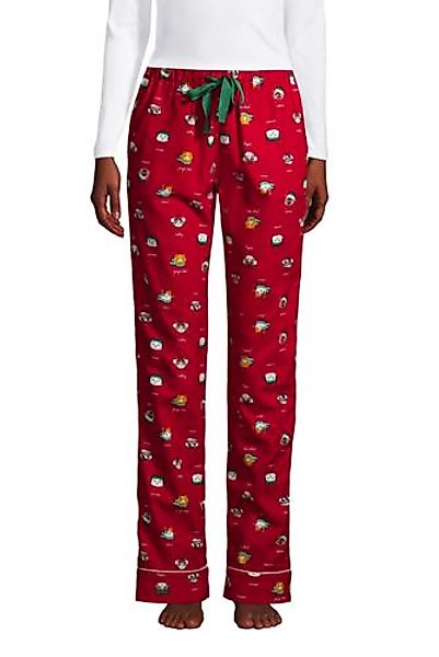 Gemusterte Flanell-Pyjamahose in Petite-Größe, Damen, Größe: S Petite, Rot, günstig online kaufen