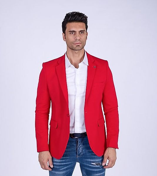 Denim Distriqt Sakko Designer Slim Fit Totenkopf Herren Sakko Rot 48 günstig online kaufen
