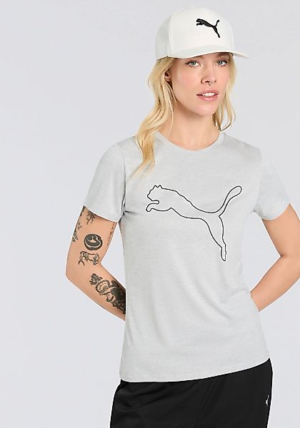 PUMA Trainingsshirt "W TAD ESSENTIAL HEATHER LOGO TEE" gerader Saum mit Sei günstig online kaufen
