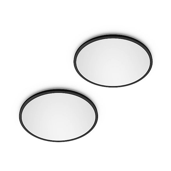 Philips LED SuperSlim 2er-Set schwarz IP44 Ø 25cm 2.700K günstig online kaufen