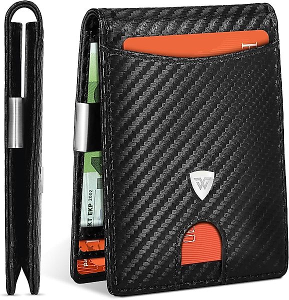 POPOLIC Geldbörse Herren Slim RFID-Blockierung Kohlefaserleder günstig online kaufen
