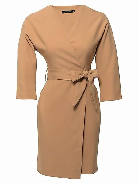 Freshlions Blusenkleid Kleid 'NADJA' Camel Größe S Wickel-Design günstig online kaufen