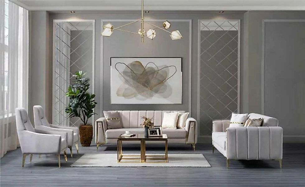 JVmoebel 3-Sitzer Moderne Weiße Sofagarnitur Luxus Sofas Sessel Edle Couch, günstig online kaufen