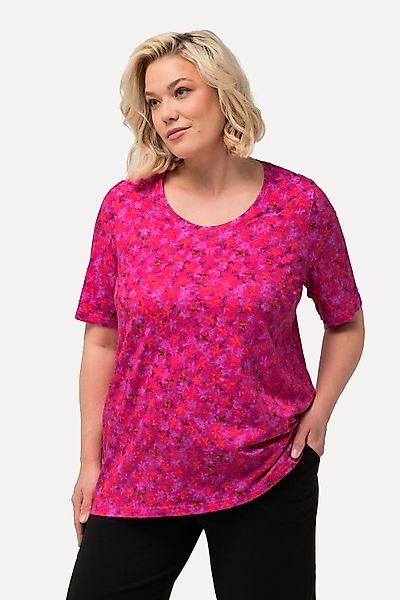 Ulla Popken Longshirt Shirt gemustert Rundhals günstig online kaufen