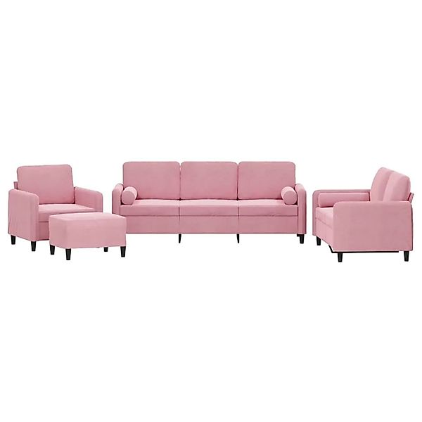 vidaXL 4-Tlg Sofagarnitur mit Kissen Rosa Samt 3201967 günstig online kaufen