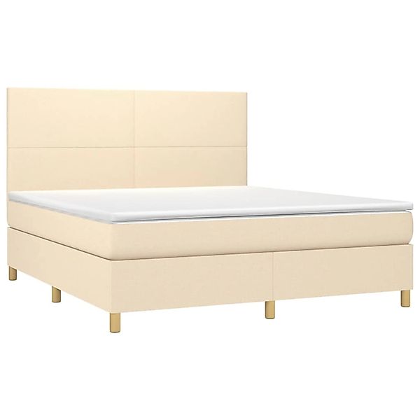 vidaXL Boxspringbett mit Matratze & LED Creme 180x200 cm Stoff 3135298 günstig online kaufen