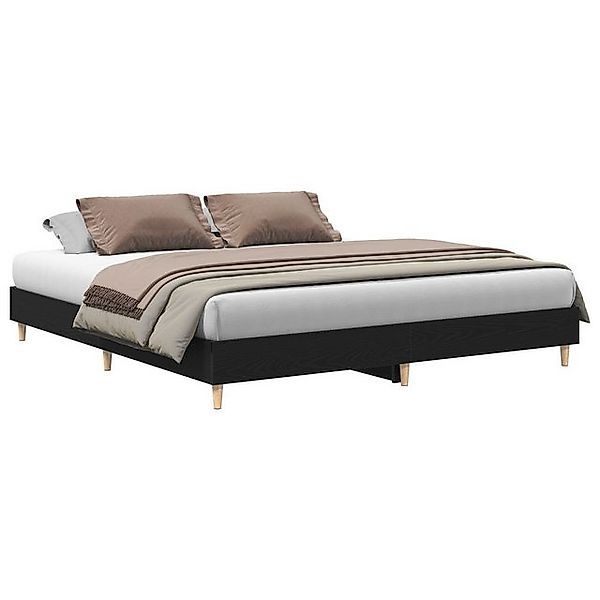 vidaXL Bett Bettgestell Schwarz Eiche 180x200 cm Hergestelltes Holz (2-tlg) günstig online kaufen