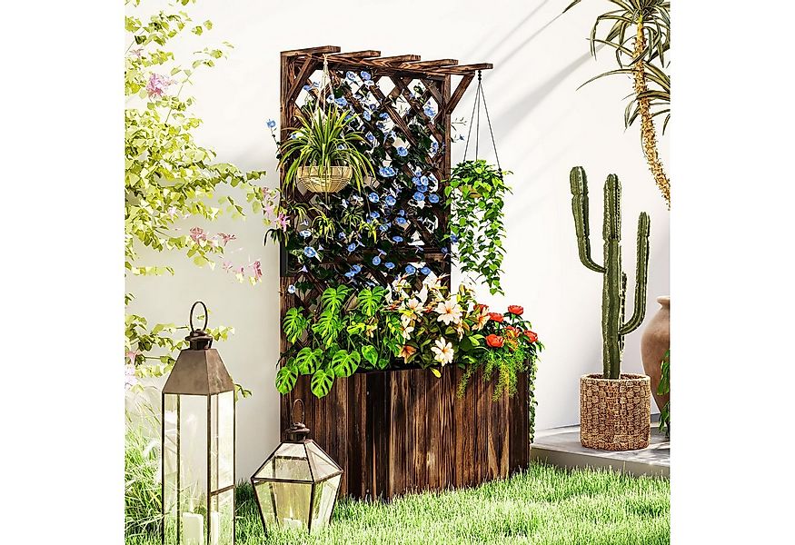 Outsunny Hochbeet mit Rankengitter, hängendes Dach (Frühbeet aus Holz, 1 St günstig online kaufen