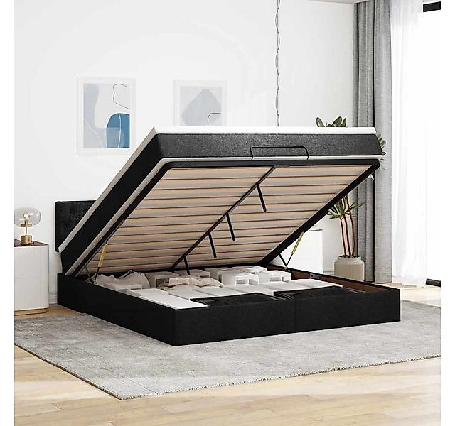 vidaXL Bett, Ottoman-Bett mit Matratze Schwarz 180x200 cm Stoff günstig online kaufen