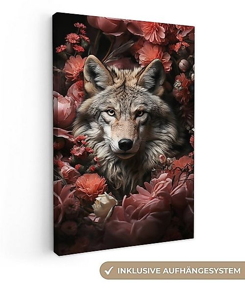 OneMillionCanvasses® Leinwandbild Wolf - Tier - Floral - Botanisch - Natur günstig online kaufen