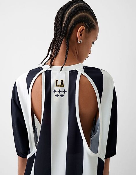 Bershka Gestreiftes Shirt La Galaxy Damen 10-12 Grbrochenes Weiss günstig online kaufen