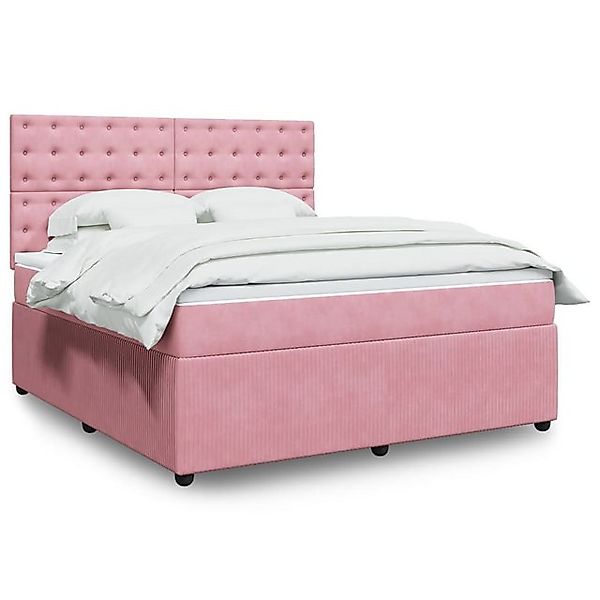 vidaXL Boxspringbett, Boxspringbett mit Matratze Rosa 180x200 cm Samt günstig online kaufen
