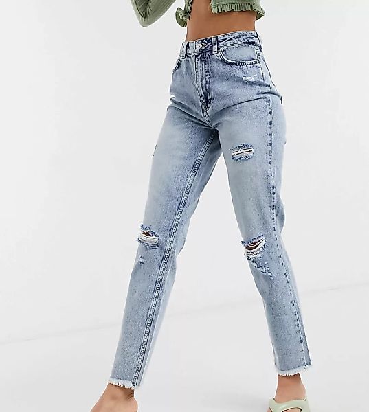 New Look Tall – Mom-Jeans in Acid-Waschung in Mittelblau günstig online kaufen