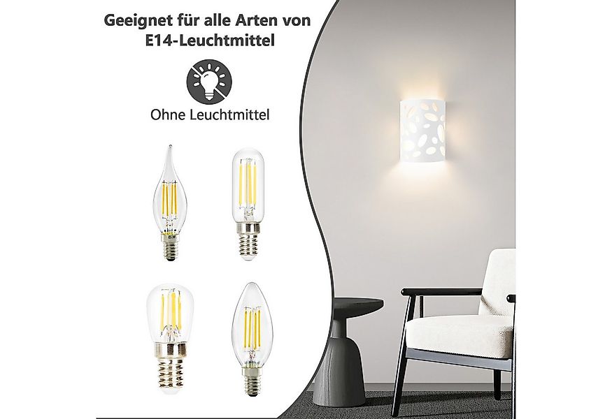 ZMH Wandleuchte Innen Modern Gipsleuchte E14 Weiß Wandlampe für Wohnzimmer günstig online kaufen